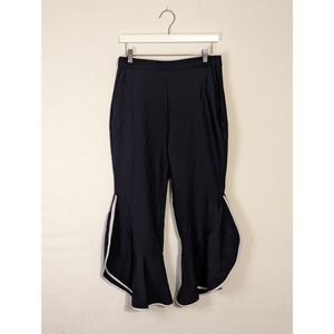 zara basic collection bell bottom ruffle slacks trouser dress pants womens large